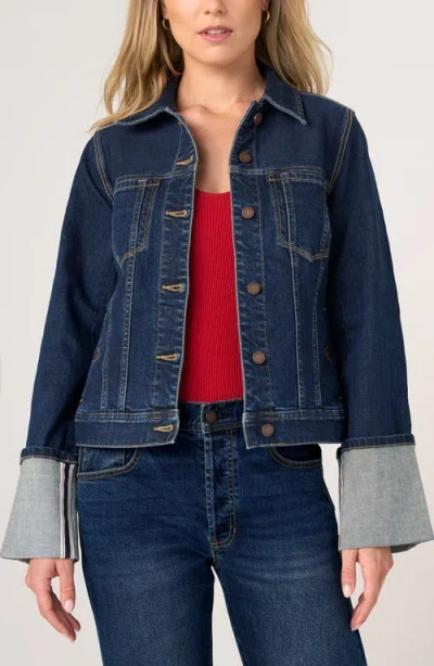 Liverpool Los Angeles Cuffed Selvedge Denim Trucker Jacket In Blue
