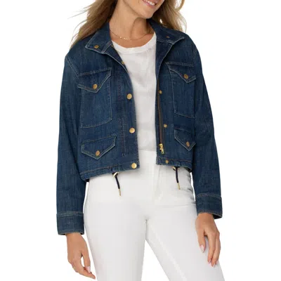 Liverpool Los Angeles Denim Crop Jacket In Laguna Beach