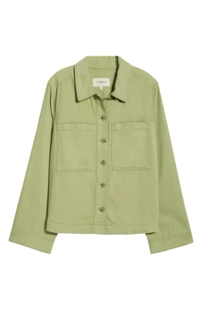 Liverpool Los Angeles High Low Denim Shacket In Green