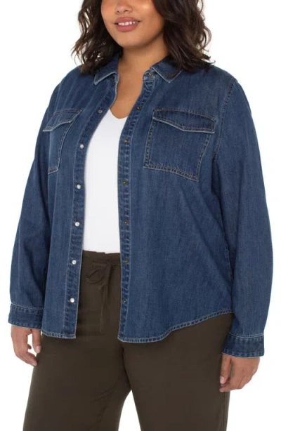 Liverpool Los Angeles Denim Snap-up Shirt In Blue