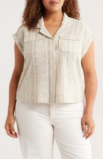 Liverpool Los Angeles Dolman Sleeve Camp Shirt In Neutral