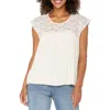 Liverpool Los Angeles Dolman Sleeve Cotton Eyelet Top In Vanilla Eyelet