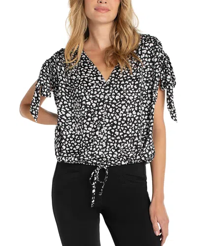 Liverpool Los Angeles Dolman Sleeve V Neck Woven Top In Black