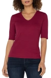 Liverpool Los Angeles Double Layer V-neck Rib Top In Red