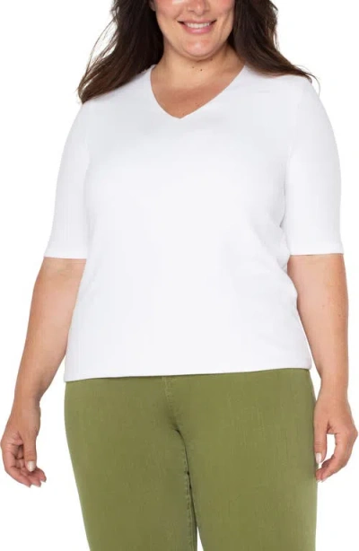 Liverpool Los Angeles Double Layer V-neck Top In White