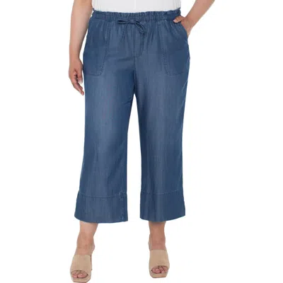 LIVERPOOL LOS ANGELES LIVERPOOL LOS ANGELES DRAWSTRING CHAMBRAY ANKLE WIDE LEG PANTS