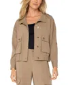 Liverpool Los Angeles Elasticized Hem Utility Jacket In Brown