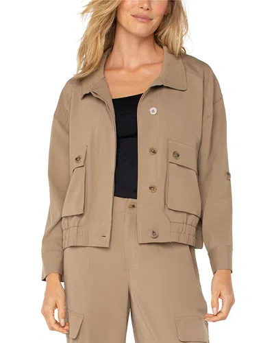 Liverpool Los Angeles Elasticized Hem Utility Jacket In Brown