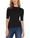 Liverpool Los Angeles Elbow Sleeve Crewneck Sweater In Black