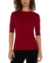 Liverpool Los Angeles Womens Ribbed Ribbed Knit Crewneck Sweater In Ruby Red