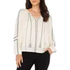 Liverpool Los Angeles Embroidered Tie Neck Top In White