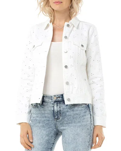 Liverpool Los Angeles Eyelet Denim Jacket In Bright White