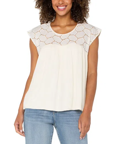 LIVERPOOL LOS ANGELES EYELET DOLMAN SLEEVE BOAT NECK BLOUSE