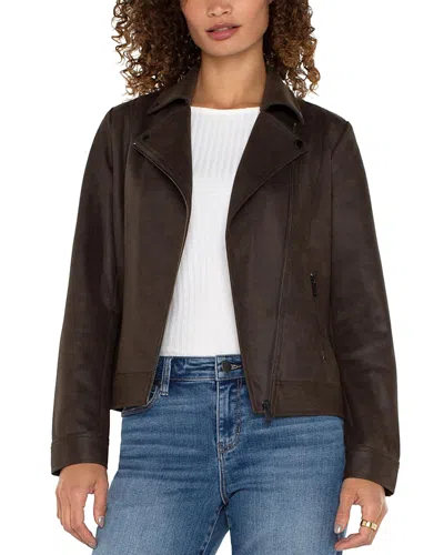 Liverpool Los Angeles Faux Leather Moto Jacket In Black Olive