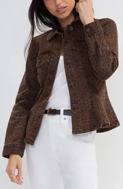 Liverpool Los Angeles Fit And Flare Animal Print Jacket In Brown