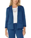 Liverpool Los Angeles Fitted Open Front Twill Blazer In Goddess Blue