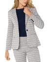 Liverpool Los Angeles Women's Check Fitted Notch-collar Blazer In Navy Taupe Grey