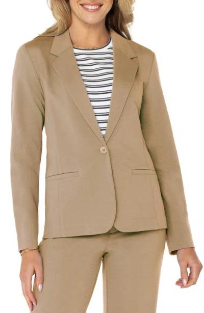 Liverpool Los Angeles Fitted One-button Knit Blazer In Palo Santo