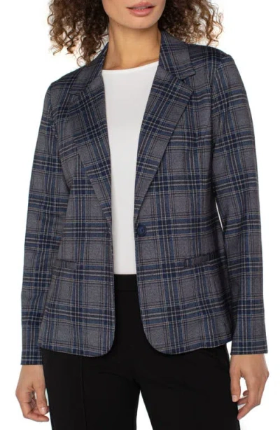 Liverpool Los Angeles Fitted One-button Plaid Blazer