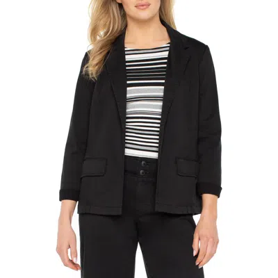 Liverpool Los Angeles Fitted Open Front Twill Blazer In Black