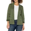 Liverpool Los Angeles Fitted Open Front Twill Blazer In Green