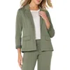 Liverpool Los Angeles Fitted Open Front Twill Blazer In Martini Olive