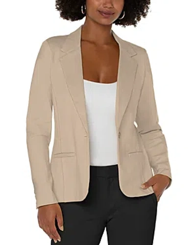 Liverpool Los Angeles Fitted Ponte Blazer In Biscuit Tan