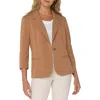 Liverpool Los Angeles Fitted Ruched Sleeve Blazer In Portobello