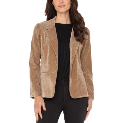 Liverpool Los Angeles Fitted Velvet Blazer In Brown