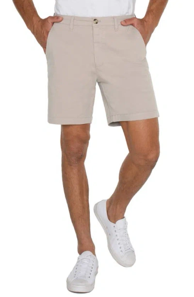 Liverpool Los Angeles Flat Front Stretch Twill Trouser Shorts In Cement
