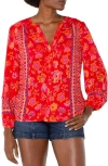 Liverpool Los Angeles Floral Button-up Shirt In Red