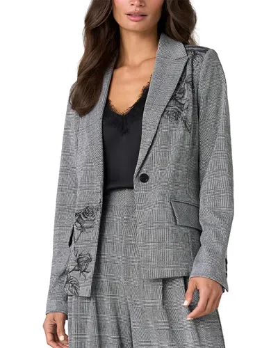 Liverpool Los Angeles Floral Check Print Notch Lapel Blazer In Gray