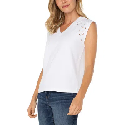 Liverpool Los Angeles Floral Cutout Cap Sleeve Jersey Top