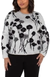 Liverpool Los Angeles Floral Jacquard Crewneck Sweater In Gray