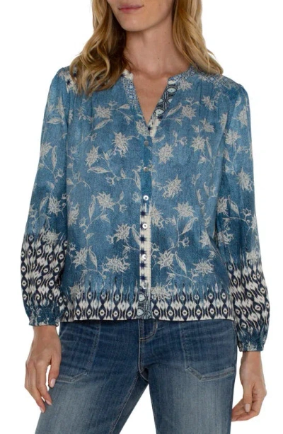 Liverpool Los Angeles Floral Print Button Front Shirt In Patchwork Floral