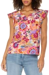 Liverpool Los Angeles Floral Print Flutter Sleeve Button-up Shirt In Flower Of Pardise Multi