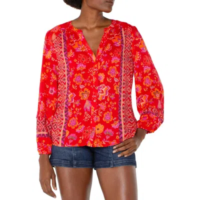 Liverpool Los Angeles Floral Button-up Shirt In Red