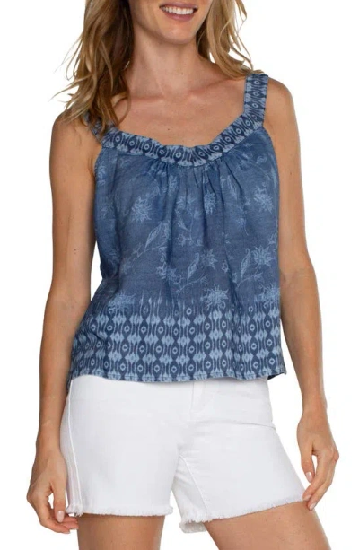 Liverpool Los Angeles Floral Print Sleeveless Top In Indigo Floral