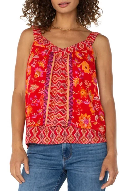 Liverpool Los Angeles Floral Sleeveless Top In Red
