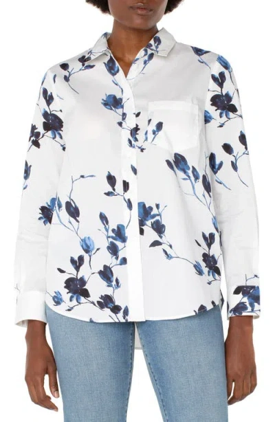 Liverpool Los Angeles Floral Stretch Button-up Shirt In Indigo Rose