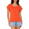 Liverpool Los Angeles Flutter Dolman Sleeve Sweater In Clementine