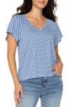 Liverpool Los Angeles Flutter Dolman Sleeve Top In Blue Geo