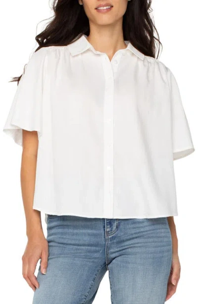 LIVERPOOL LOS ANGELES LIVERPOOL LOS ANGELES FLUTTER SLEEVE BUTTON-UP SHIRT