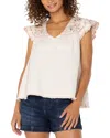 Liverpool Los Angeles Flutter Sleeve Top In Bone Multi