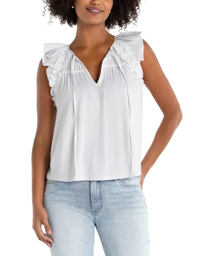 Liverpool Los Angeles Flutter Sleeve Top In White