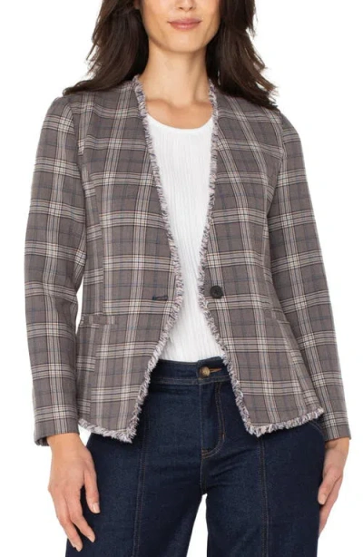 Liverpool Los Angeles Fray One-button Blazer In Brown