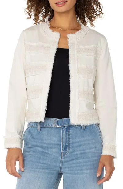 Liverpool Los Angeles Frayed & Lace Jacket In Bone