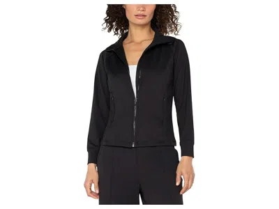 Liverpool Los Angeles Plush Comfort Knit Zip Up Funnel Neck Jacket In Black