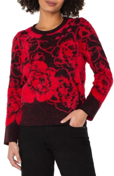 LIVERPOOL LOS ANGELES LIVERPOOL LOS ANGELES FUZZY FLORAL SWEATER