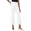 Liverpool Los Angeles Gia Glider Frayed Pull-on Crop Flare Jeans In Bright White Paisley